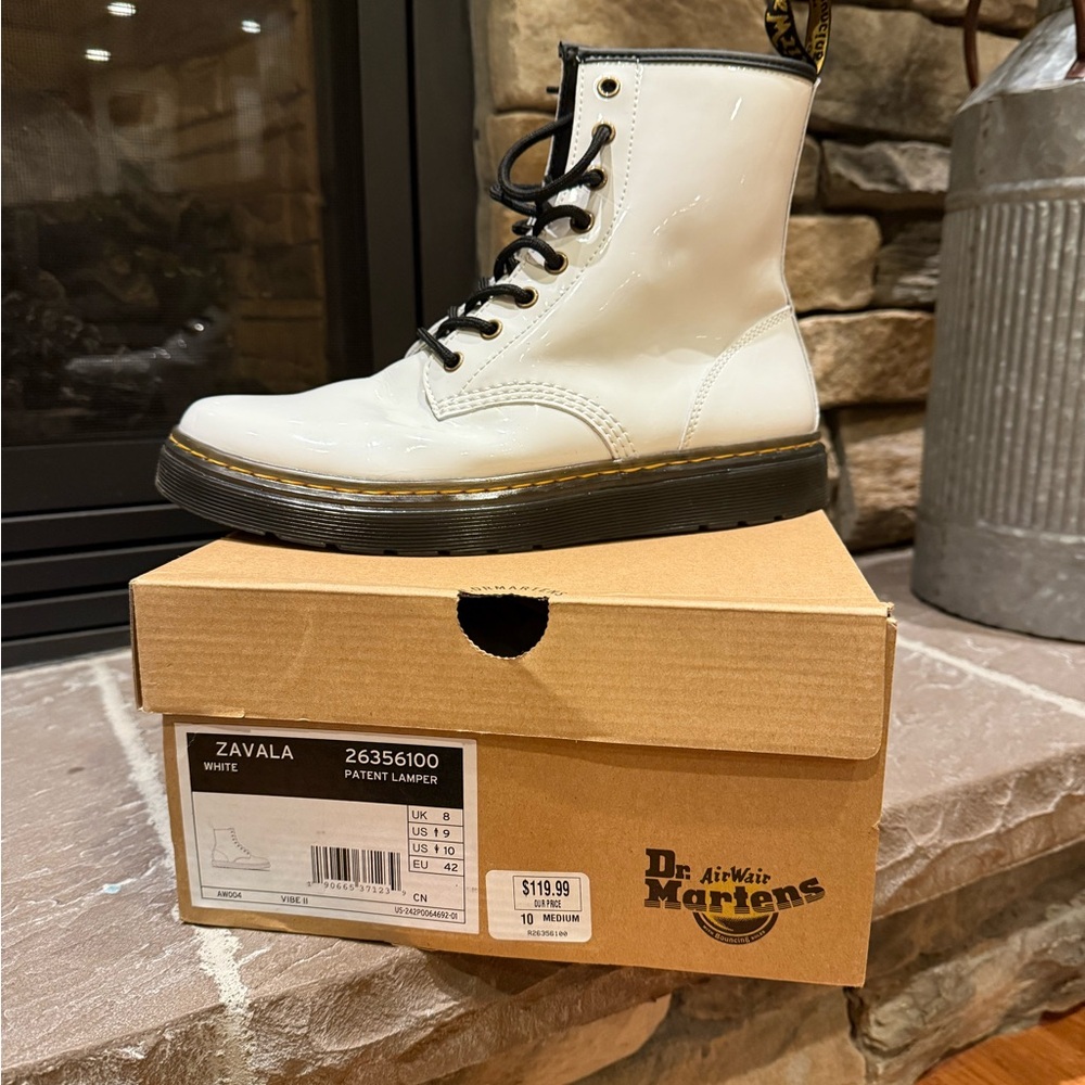 Dr. Martens Women's White Patent Leather Boots